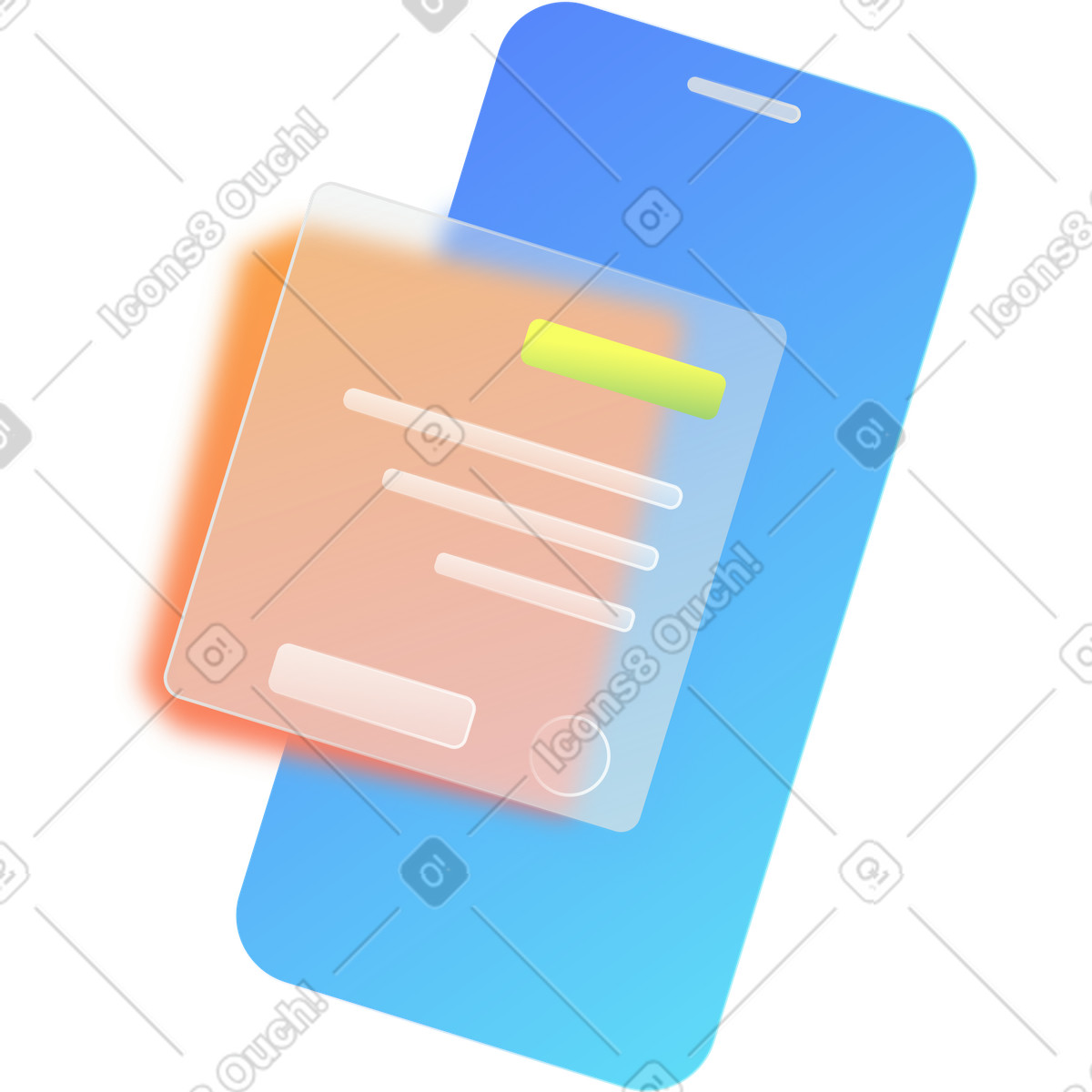 Schermo dello smartphone con testo dai social network illustrazione in stile Morphis scarica in PNG, SVG