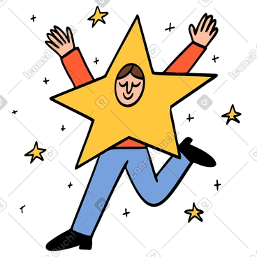Person in a star costume running happily, Success, Outstanding employee reward PNG, SVG