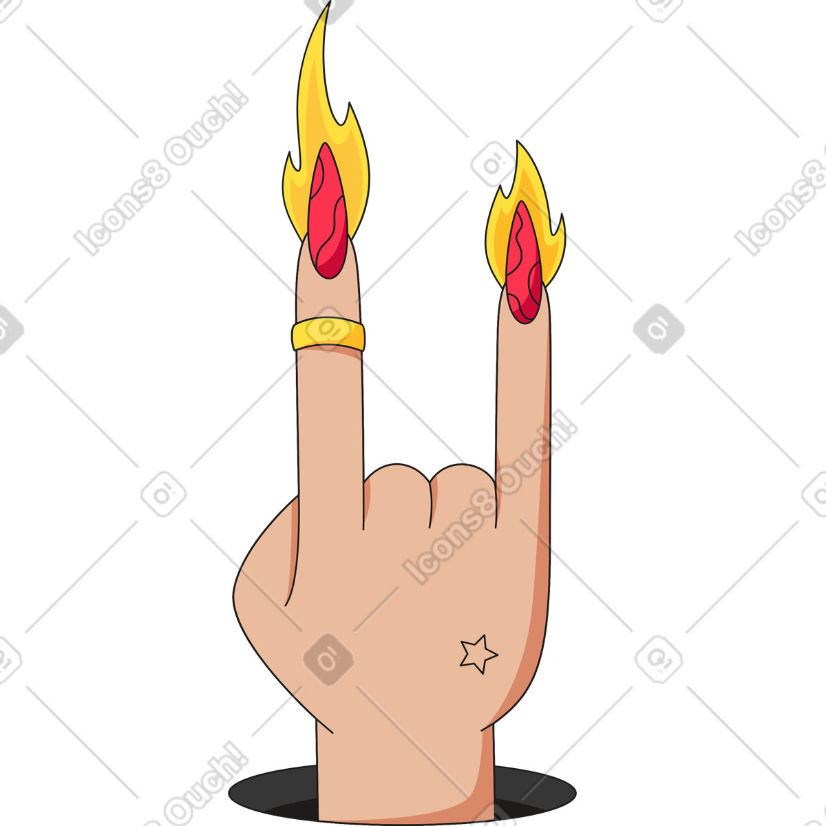 Hand mit ring-Illustration im Moji-Stil als Download in PNG, SVG