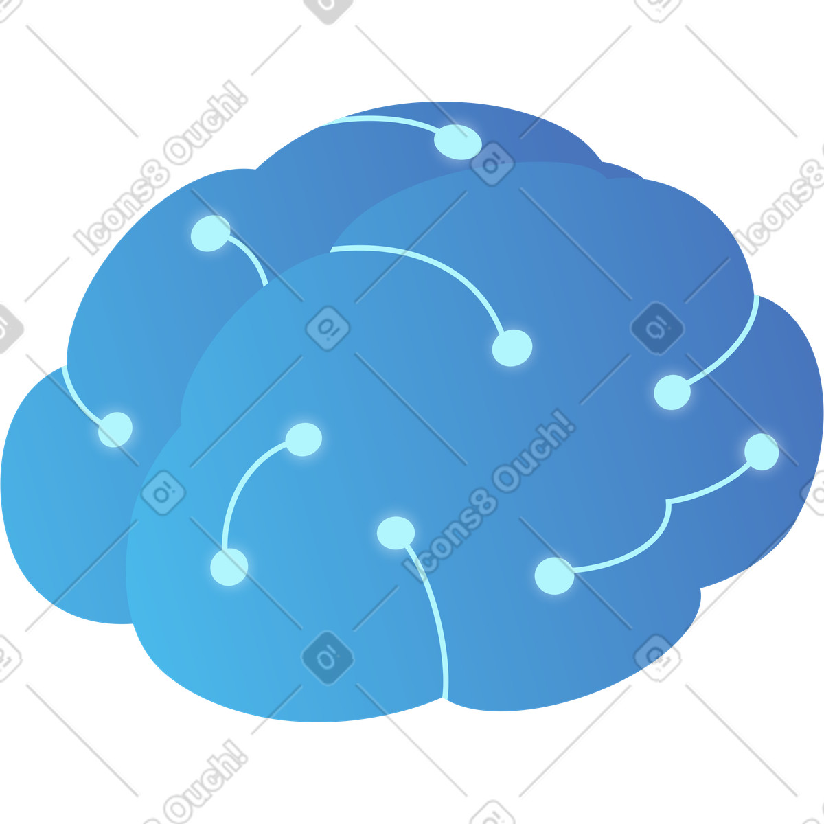 Isometric ai bran illustration in Quantum style download in PNG, SVG