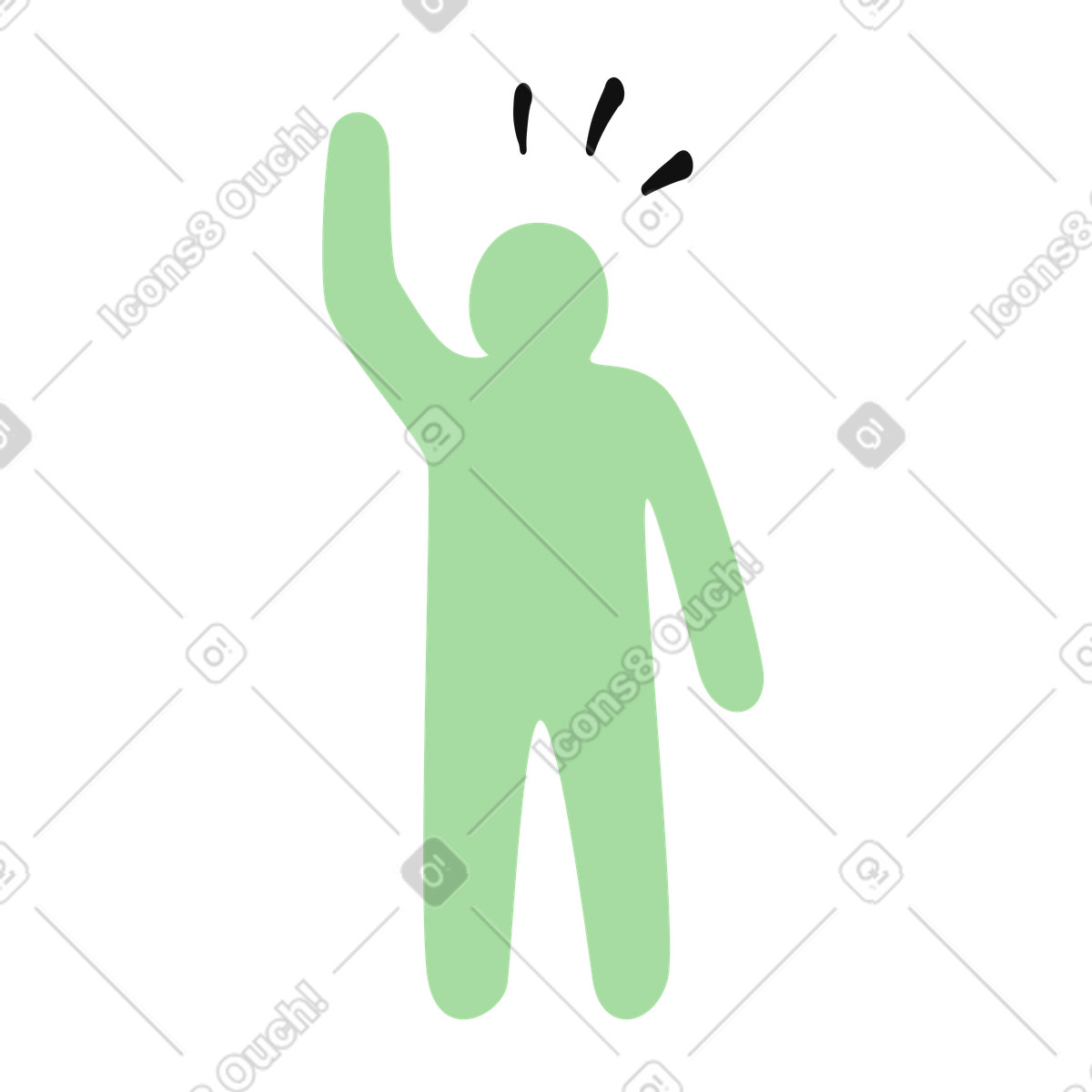 下载 Organic 风格的 Greeting gesture silhouette raising arm up with emphasis marks 插画，支持 PNG、SVG 格式