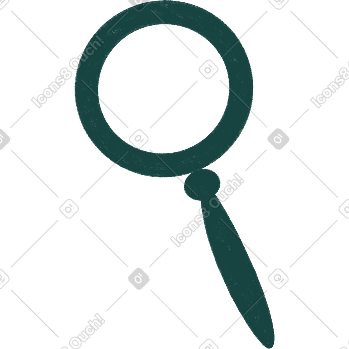 Dark green magnifier illustration in Tutti style download in PNG, SVG