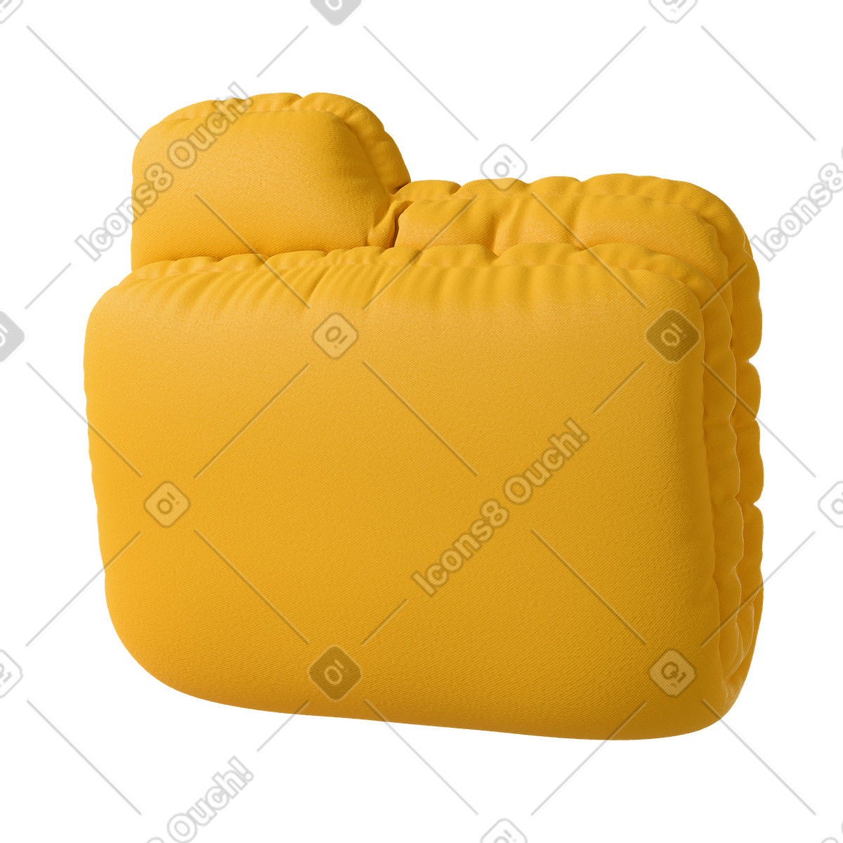 Yellow folder cushion illustration in 3D Plush icons style download in PNG, SVG