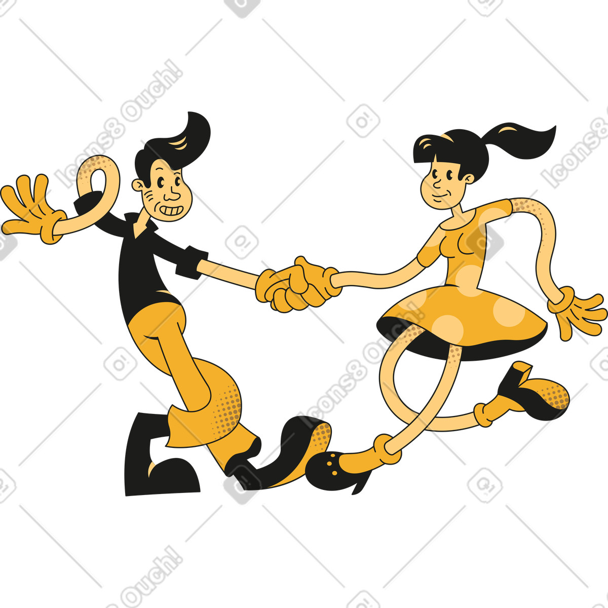 Uomo e donna illustrazione in stile Rubber scarica in PNG, SVG