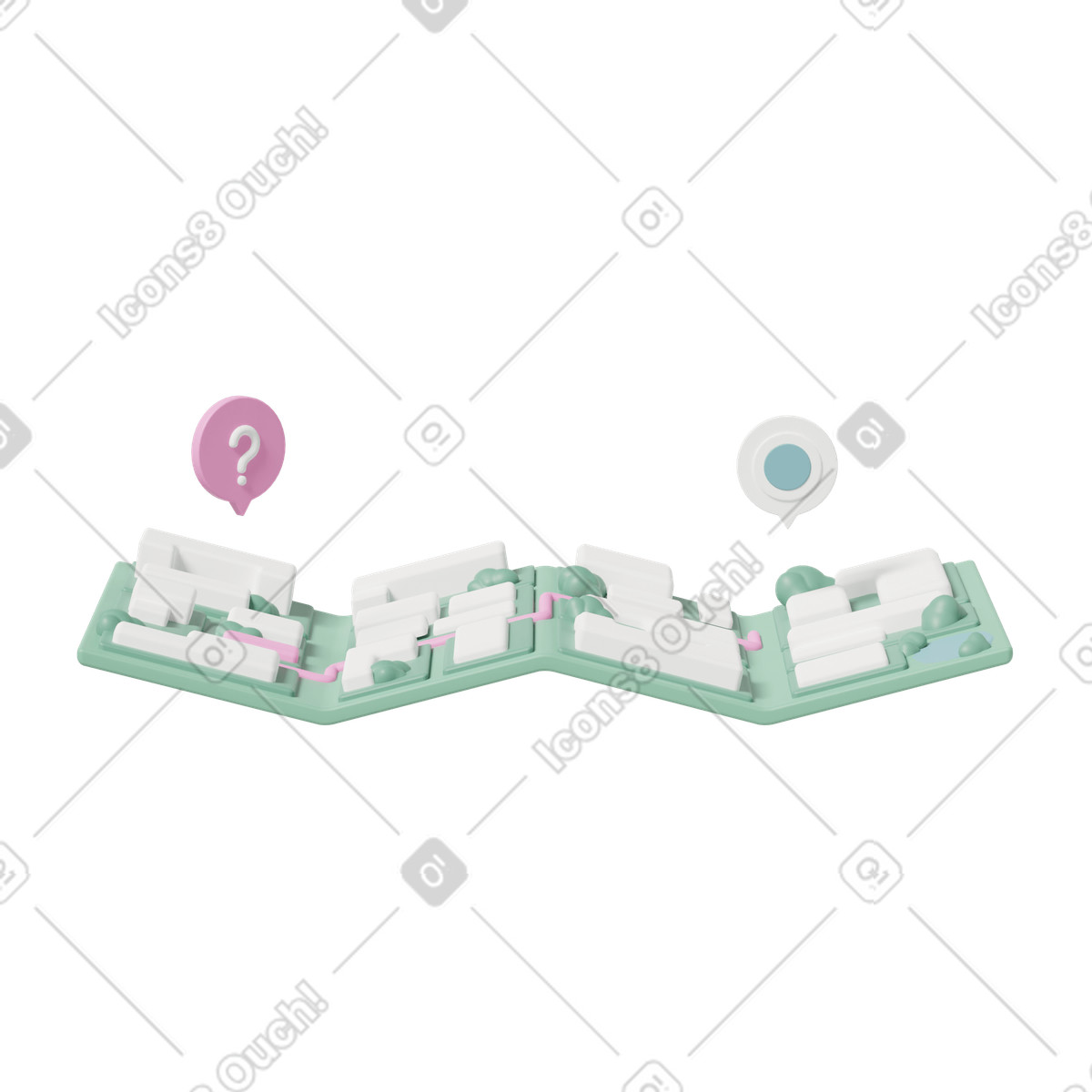 Анимированная иллюстрация Trail map в стиле 3D Casual life — скачать в форматах GIF, Lottie (JSON), AE