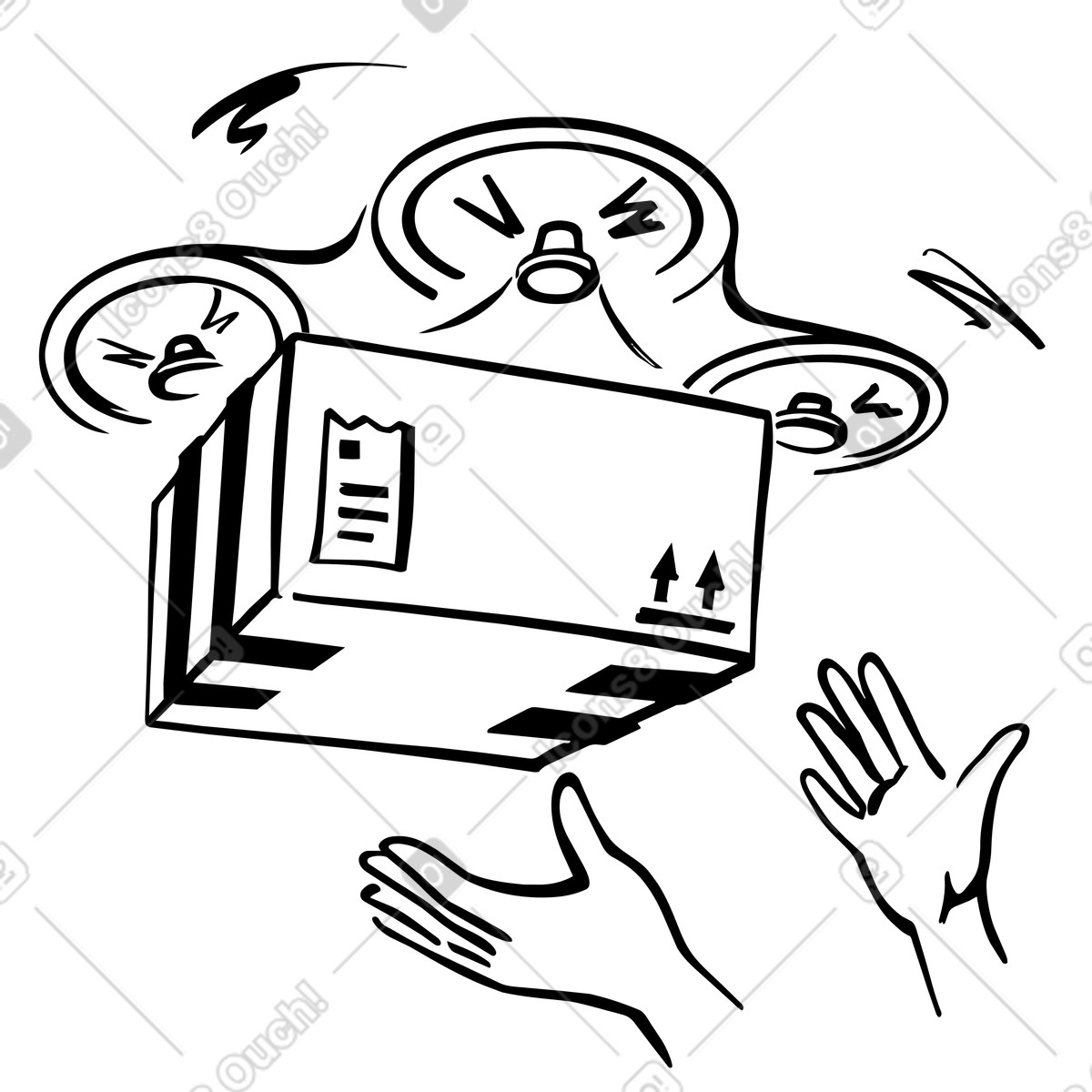 Contactless mail delivery with robot drone and mailbox illustration in Line style download in PNG, SVG