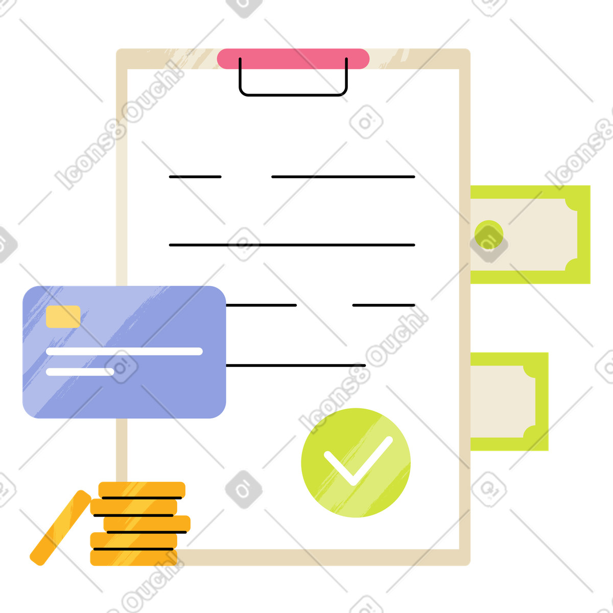 Secure deal finalized through verified funding illustration in Juicy style download in PNG, SVG