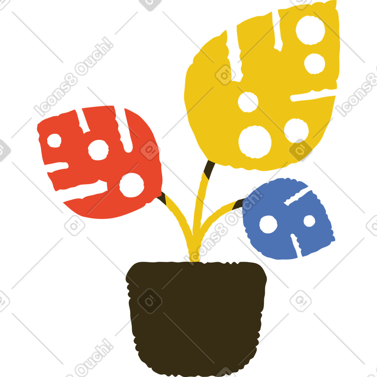 Illustration Plante en pot dans le style Bermuda à télécharger aux formats PNG, SVG