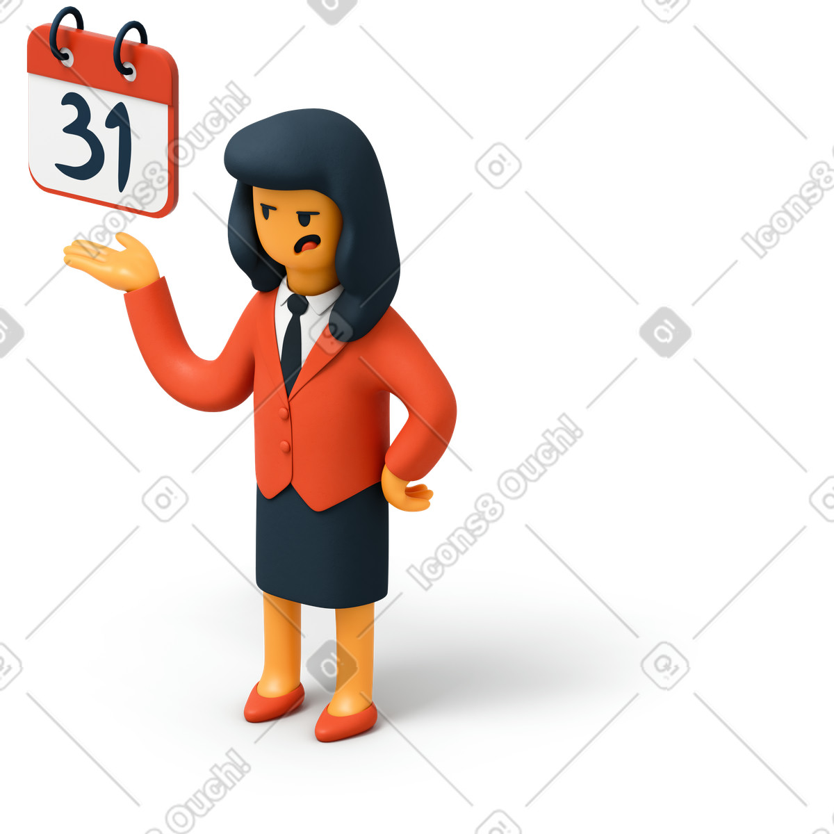 3D Flame 스타일의 일정 알림이 있는 사업가 일러스트레이션 PNG, SVG 다운로드