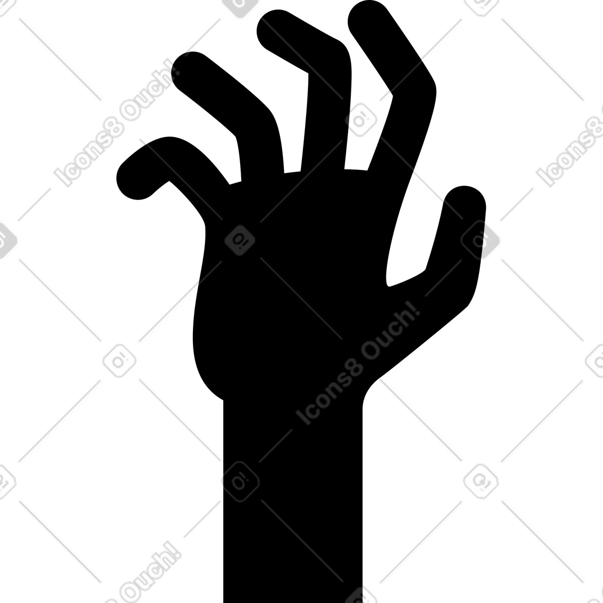 Zombie-arm-Illustration im Memphis-Stil als Download in PNG, SVG