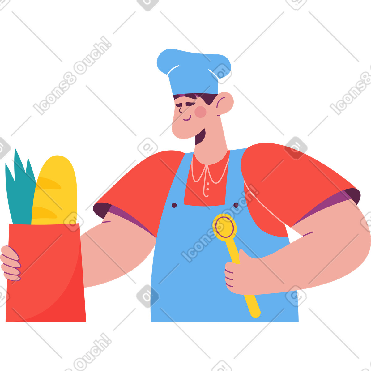 下载 Sammy 风格的 用食物包做饭 插画，支持 PNG、SVG 格式