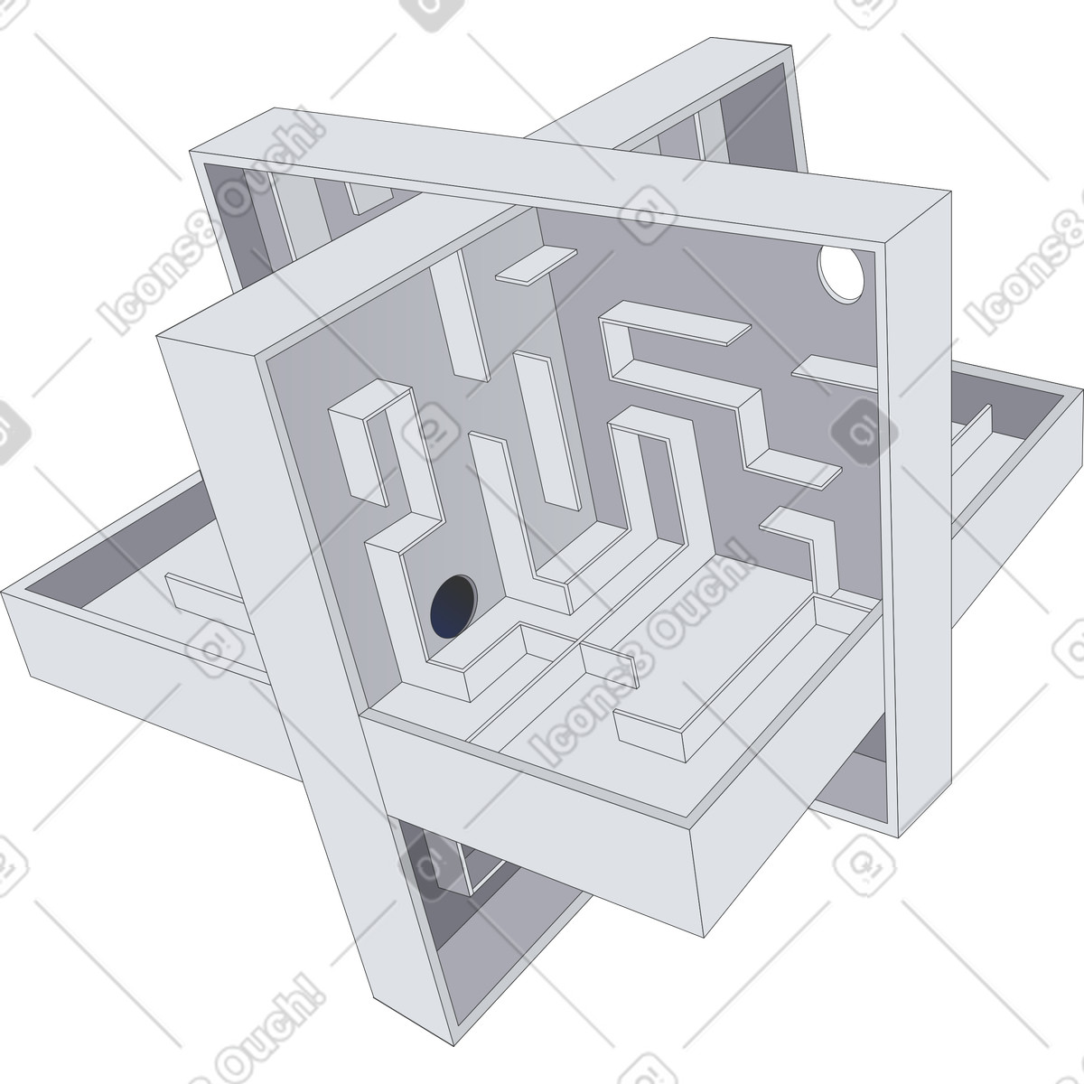 Ilustración Laberinto tridimensional en estilo Kit a descargar en PNG y SVG