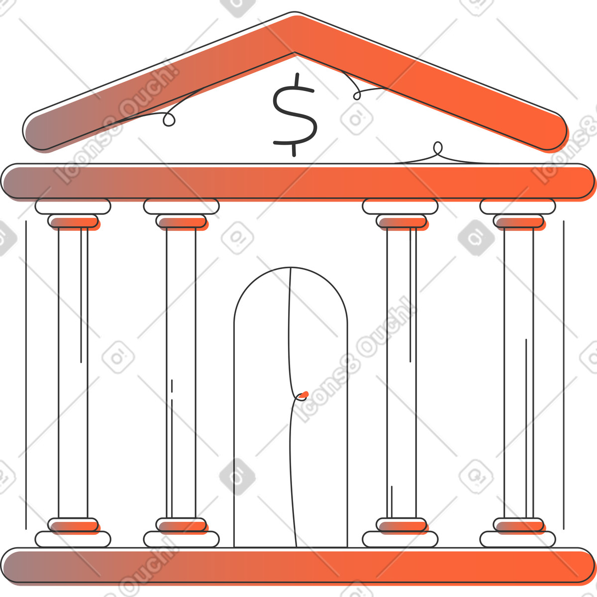 Bank illustration in Crayon style download in PNG, SVG