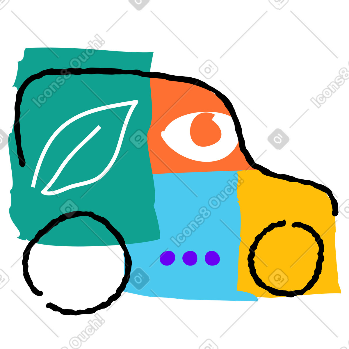 下载 Puzzle 风格的 Electric vehicle and clean energy, Eco-friendly transportation concept 插画，支持 PNG、SVG 格式