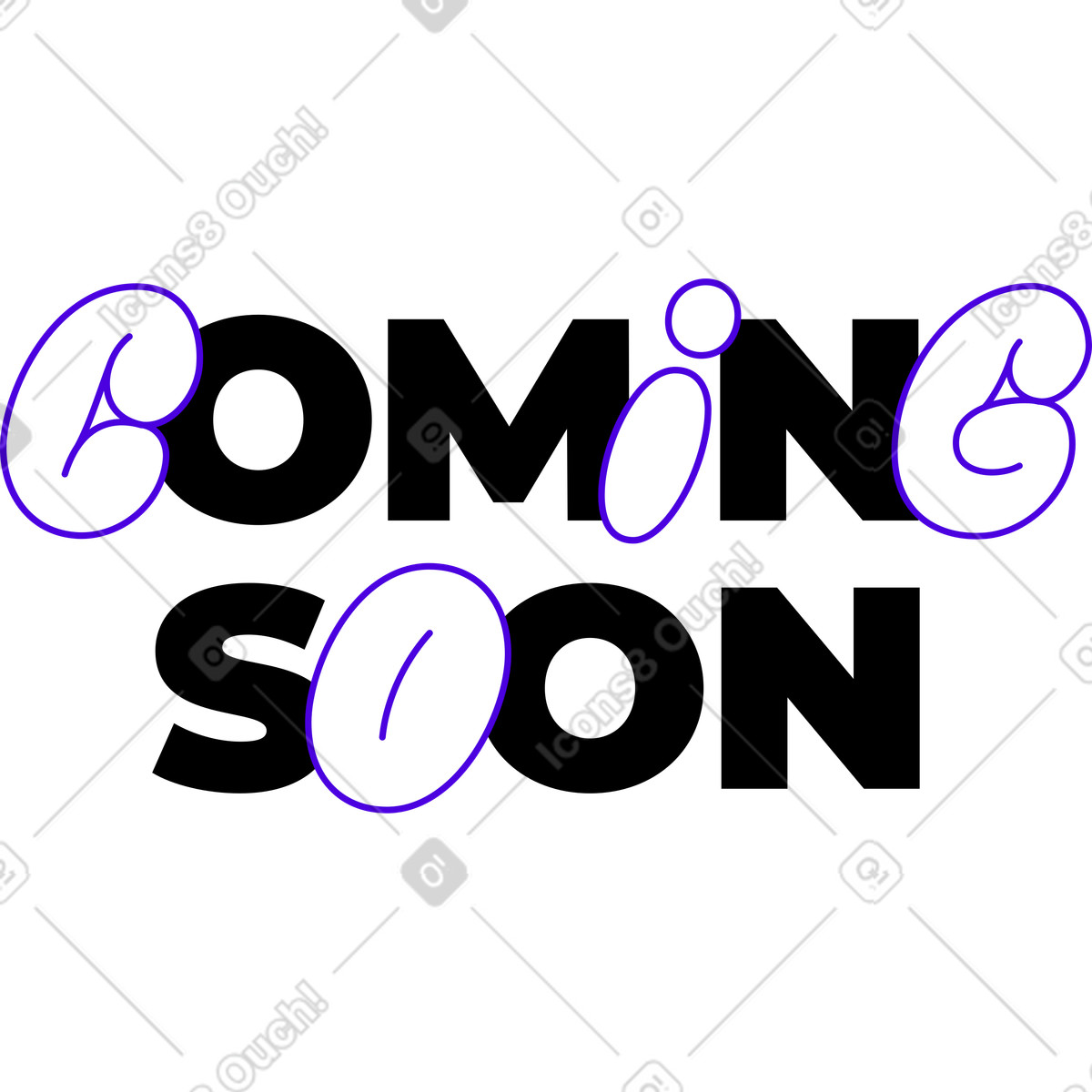Text coming soon lettering puffy outline illustration in Typography style download in PNG, SVG