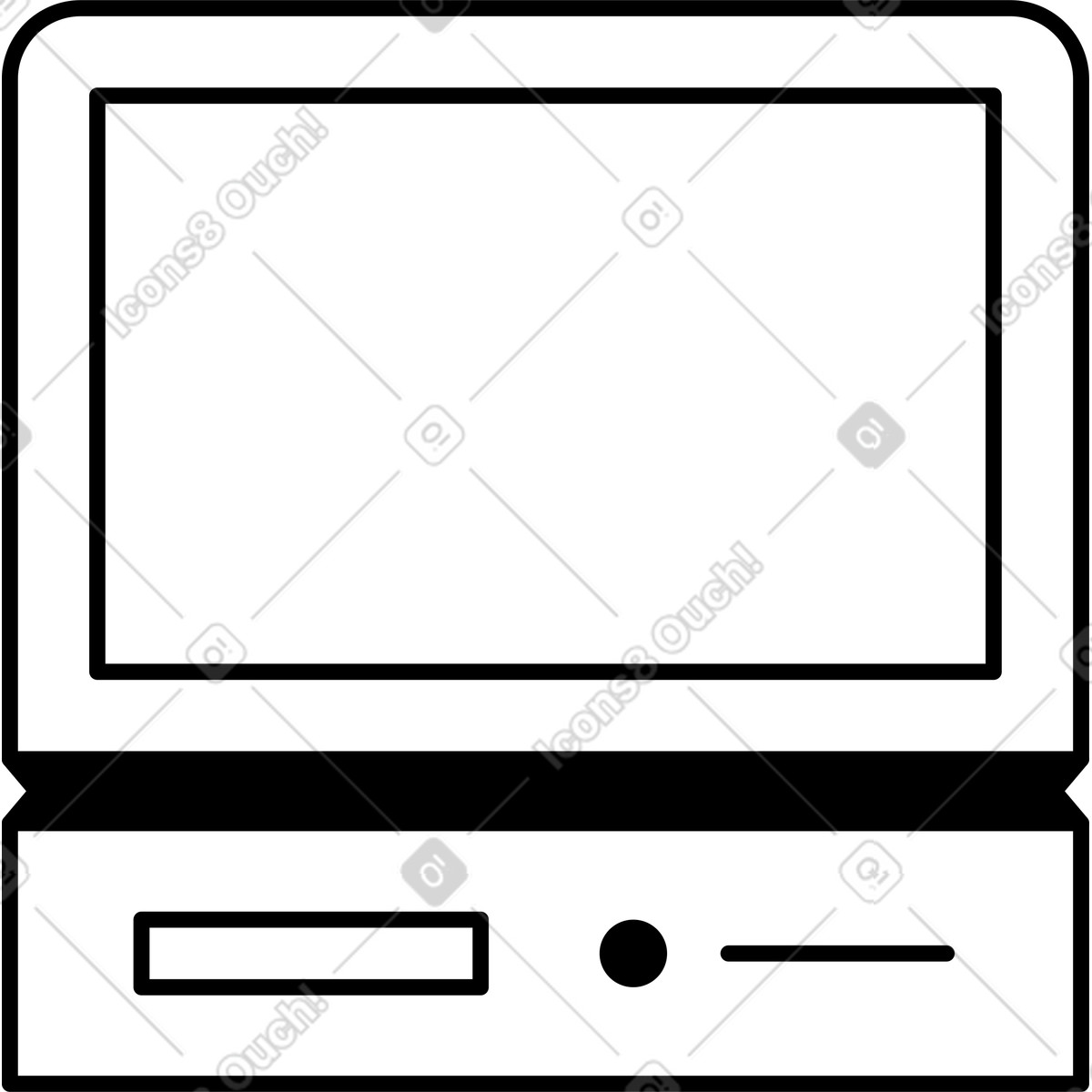 Vintage monoblock computer-Illustration im Transistor-Stil als Download in PNG, SVG