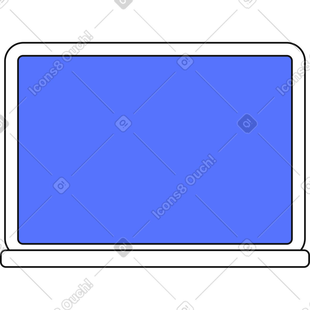 Main スタイルの Laptop front view with blank blue screen for web presentations のイラストをPNG、SVG形式でダウンロード