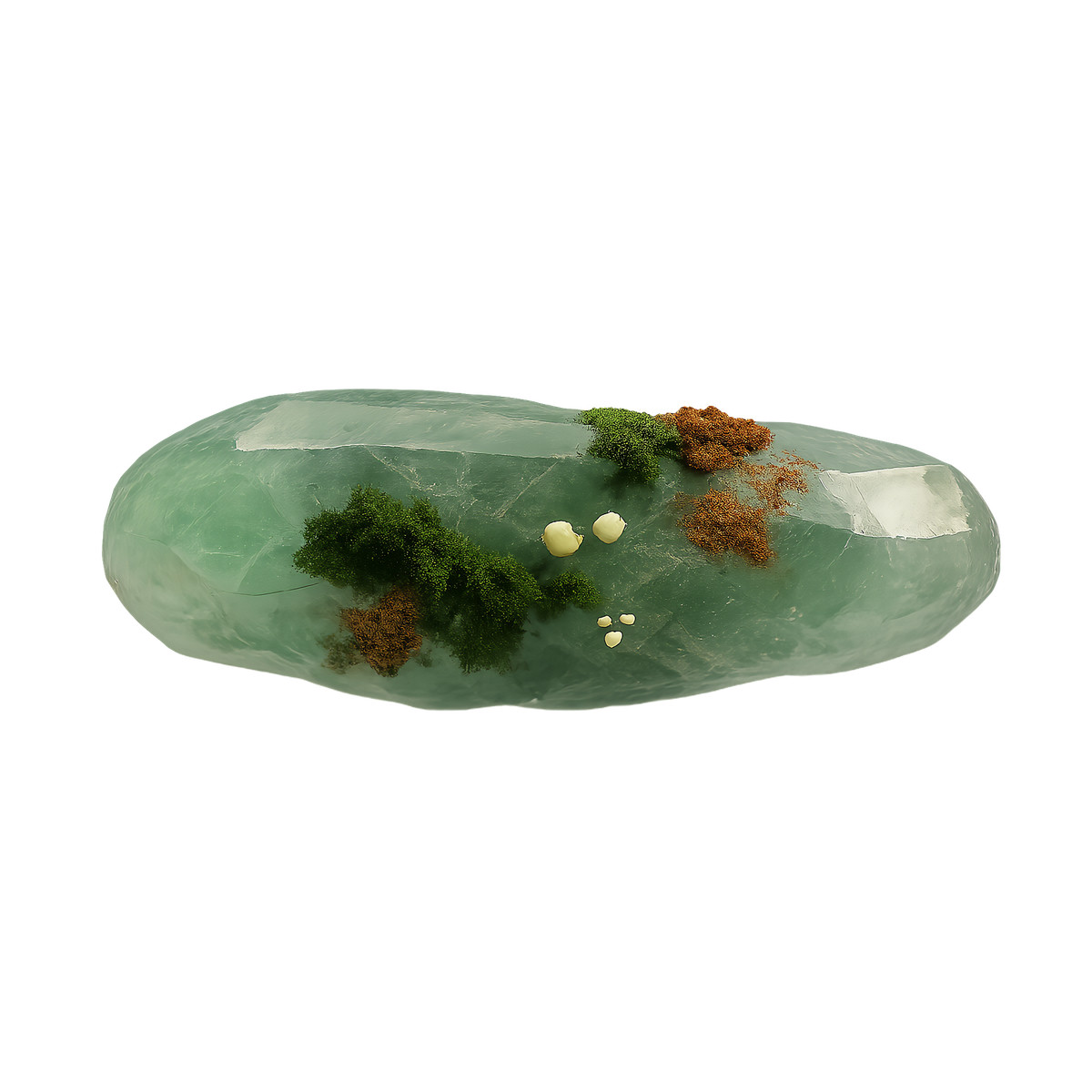 Biomorphic 스타일의 Polished green quartz stone with moss accents 일러스트레이션 PNG, SVG 다운로드