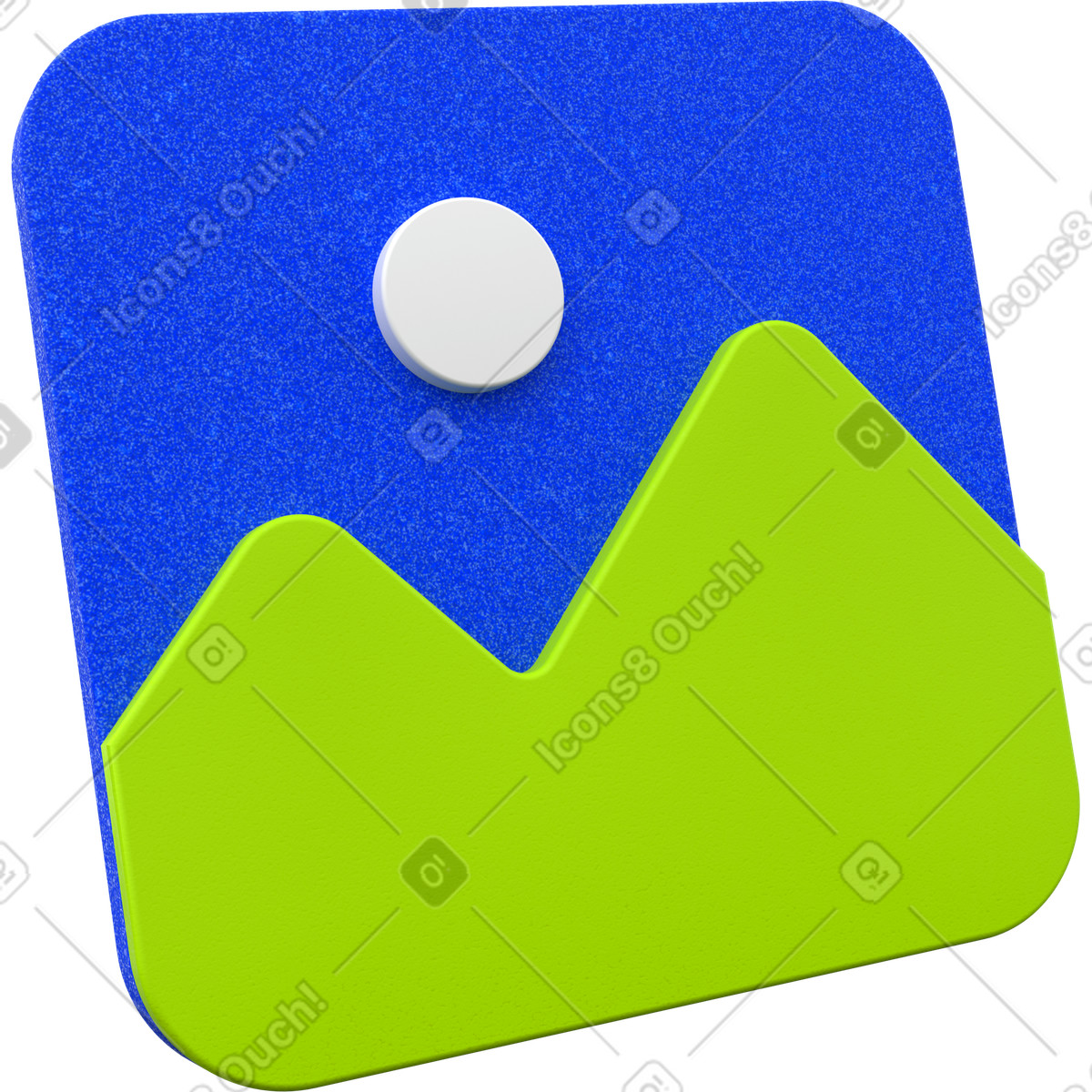 Illustration Icône d'espace réservé à l'image ou de galerie photos dans le style 3D Enterprise télécharger aux formats PNG, SVG