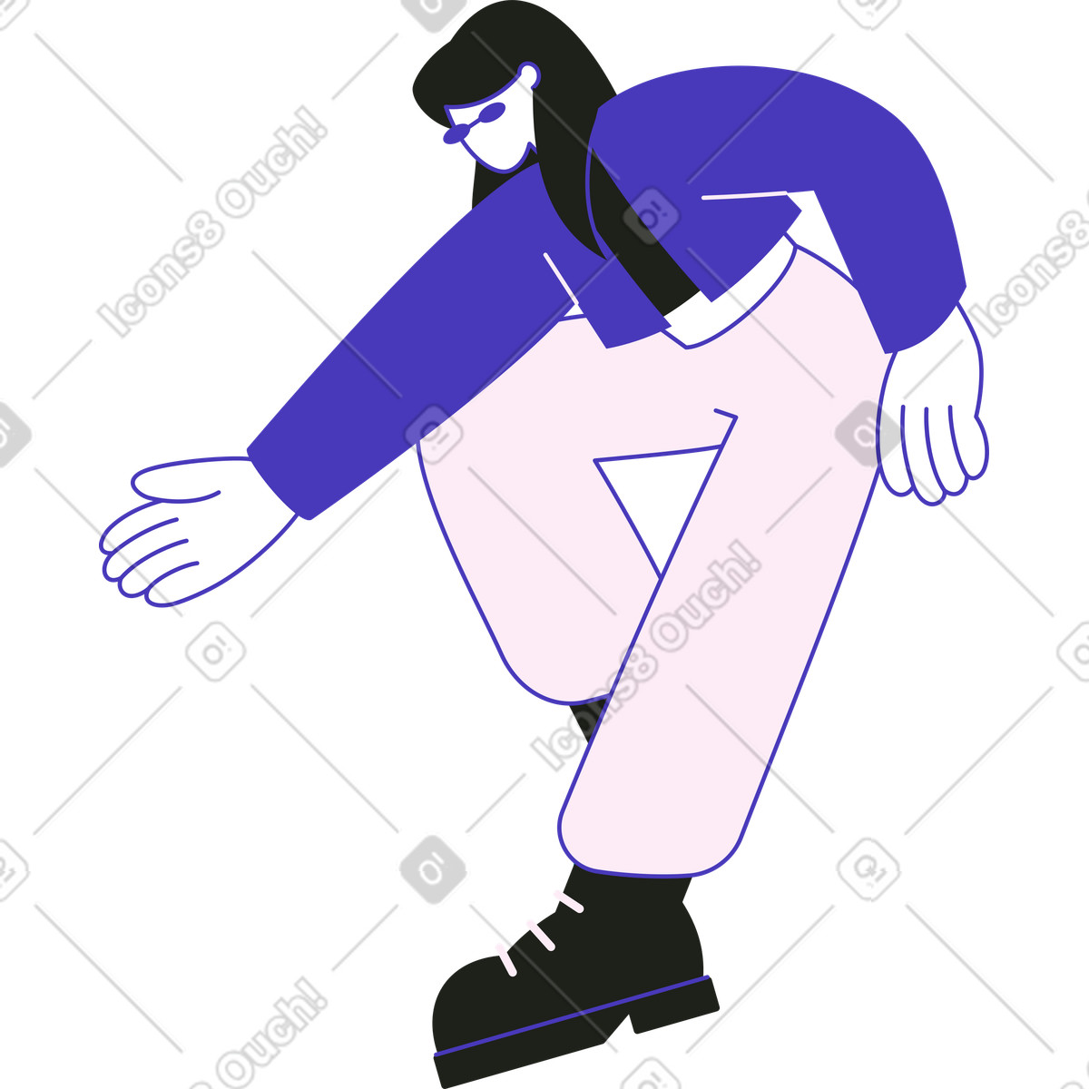Ilustração de Mulher se abaixando em no estilo Blueberry para baixar em PNG, SVG