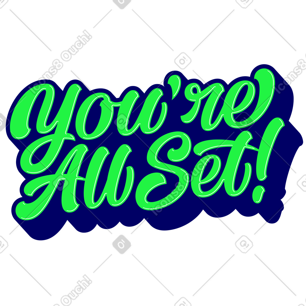 Schriftzug, du bist fertig! mit schattentext-Illustration im Lettering-Stil als Download in PNG, SVG