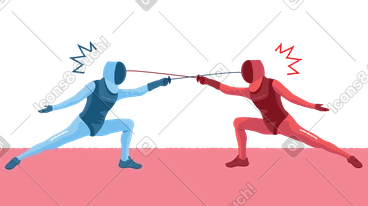 Two people competing in fencing match PNG, SVG