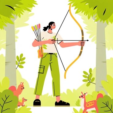 An environmentalist archer with arrows made from recycled materials