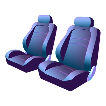 A 3D perspective of plush car seats, showcasing rich, tactile textures and intricate visible stitching. The seats exhibit a deep, inviting color palette with a soft sheen that emphasizes their plushness. The folds and curves of the seats are highlighted, revealing the craftsmanship and attention to detail in their design. The lighting casts subtle shadows, enhancing the dimensionality and realism of the materials used.