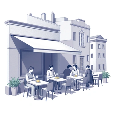 A charming street café in Bordeaux with people enjoying wine and cheese