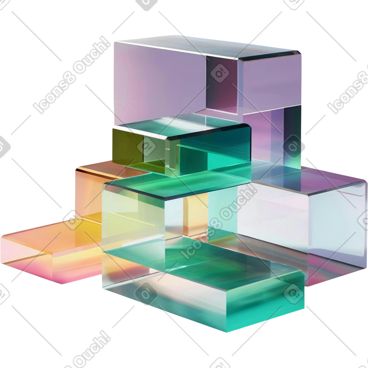 Costruzione, composizione con cubi di vetro astratti illustrazione in stile 3D Construction scarica in PNG, SVG