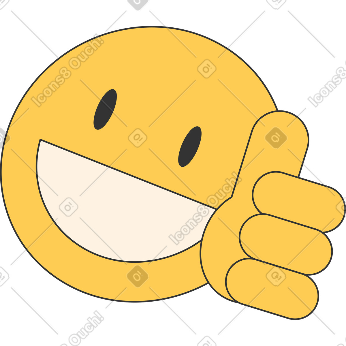 Ilustração de Emoji mostrando um polegar para cima em no estilo Kit baixar em PNG, SVG