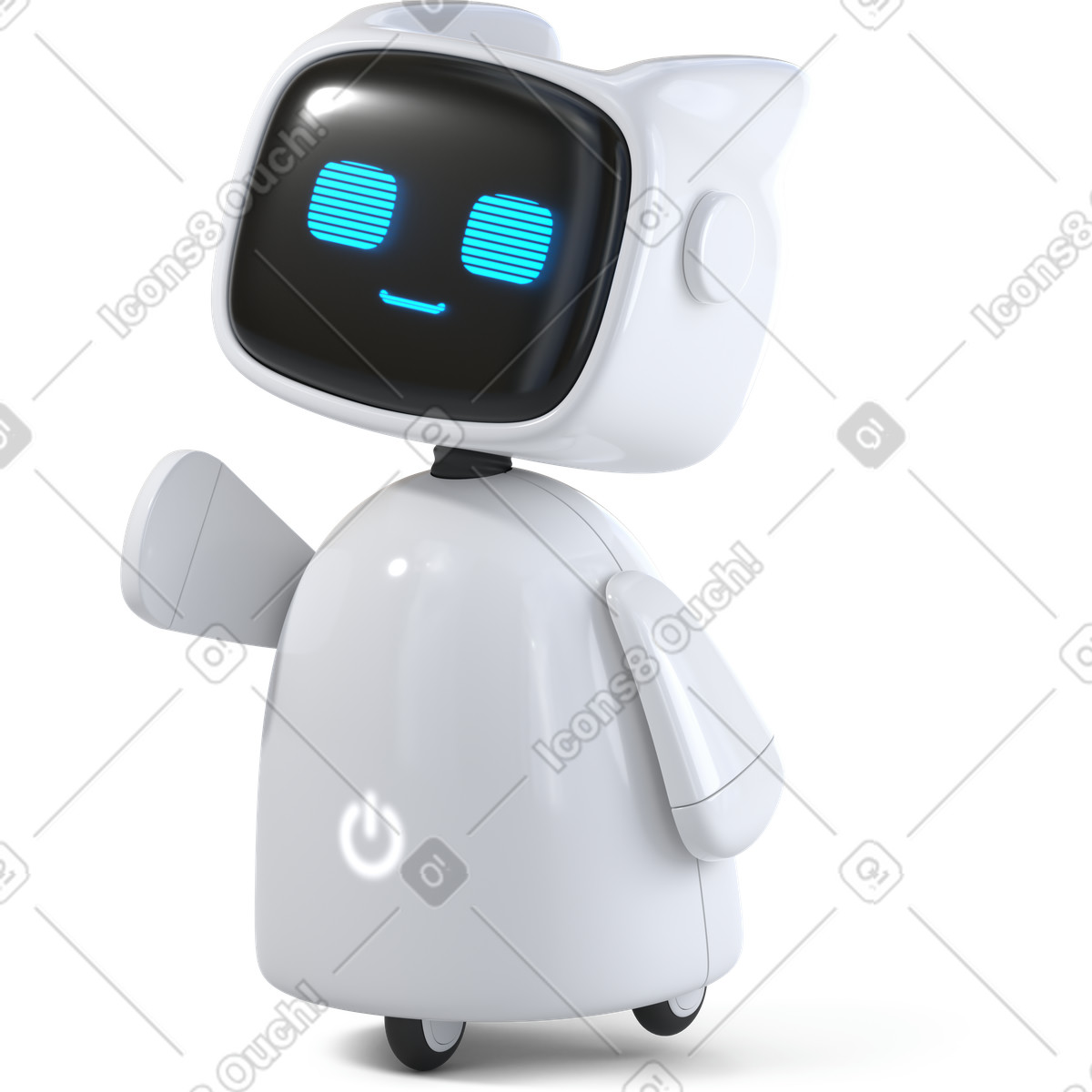 Amichevole assistente robot che saluta illustrazione in stile 3D Business scarica in PNG, SVG