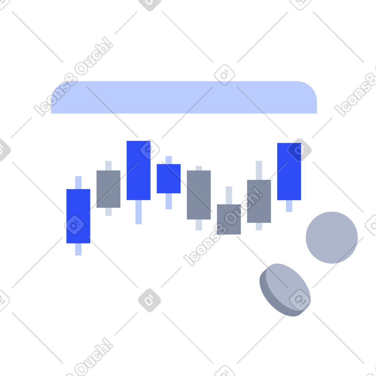 Candlestick chart with cryptocurrency price volatility and market trend analysis illustrazione in stile System scarica in PNG, SVG