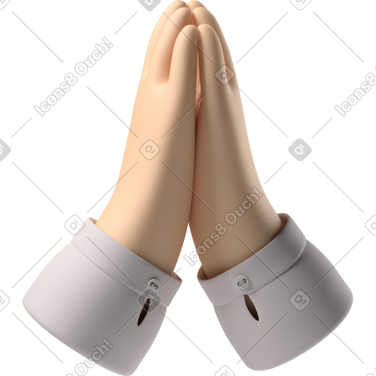 Pale skin hands folded illustration in 3D Fun&Wild style download in PNG, SVG