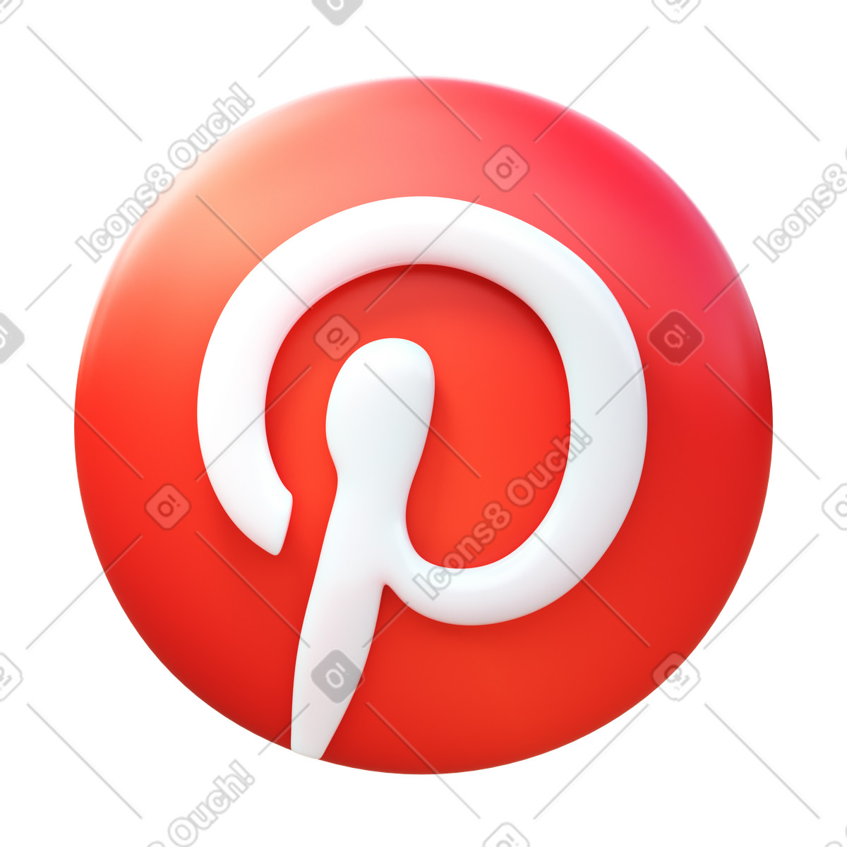 下载 3D Fluency 风格的 Pinterest 徽标 插画，支持 PNG、SVG 格式