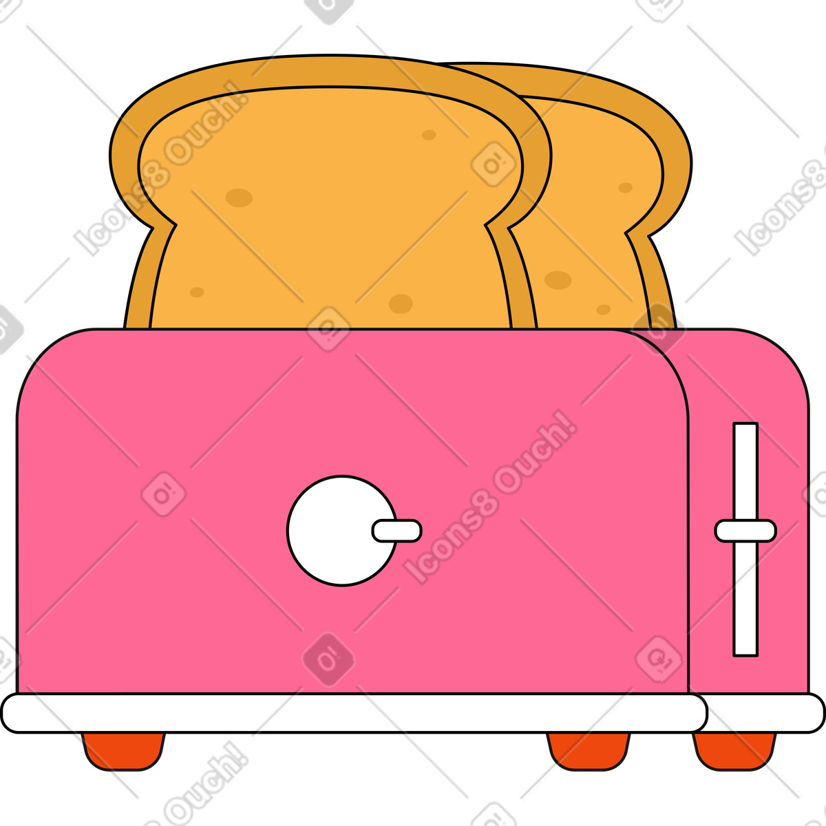 Tostapane con pane illustrazione in stile Bloom scarica in PNG, SVG