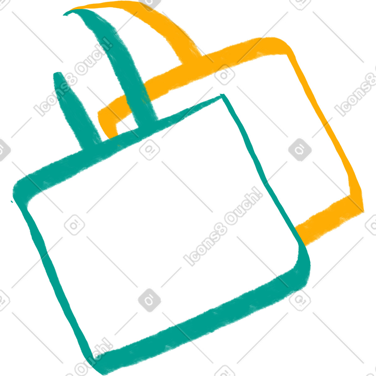Ilustración Bolsas de compras verdes y amarillas en estilo Company a descargar en PNG SVG