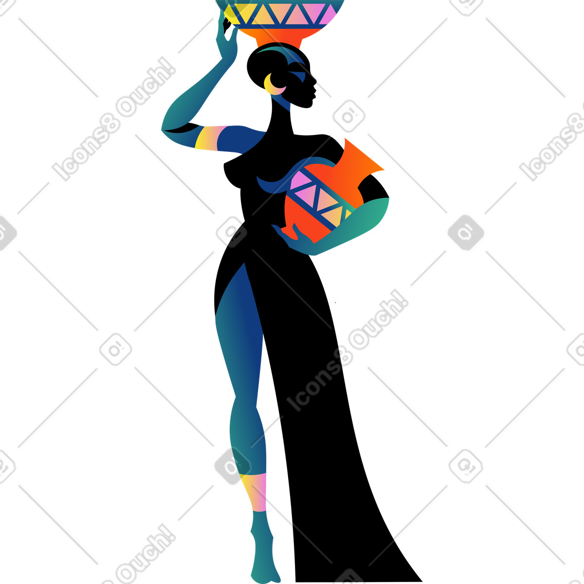 Amani スタイルの 投手と黒人女性 のイラストをPNG、SVG形式でダウンロード