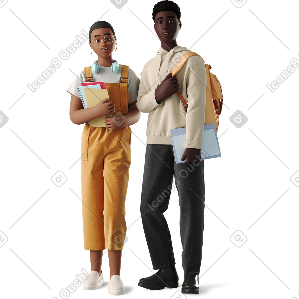 Giovani e studentesse illustrazione in stile 3D Business scarica in PNG, SVG