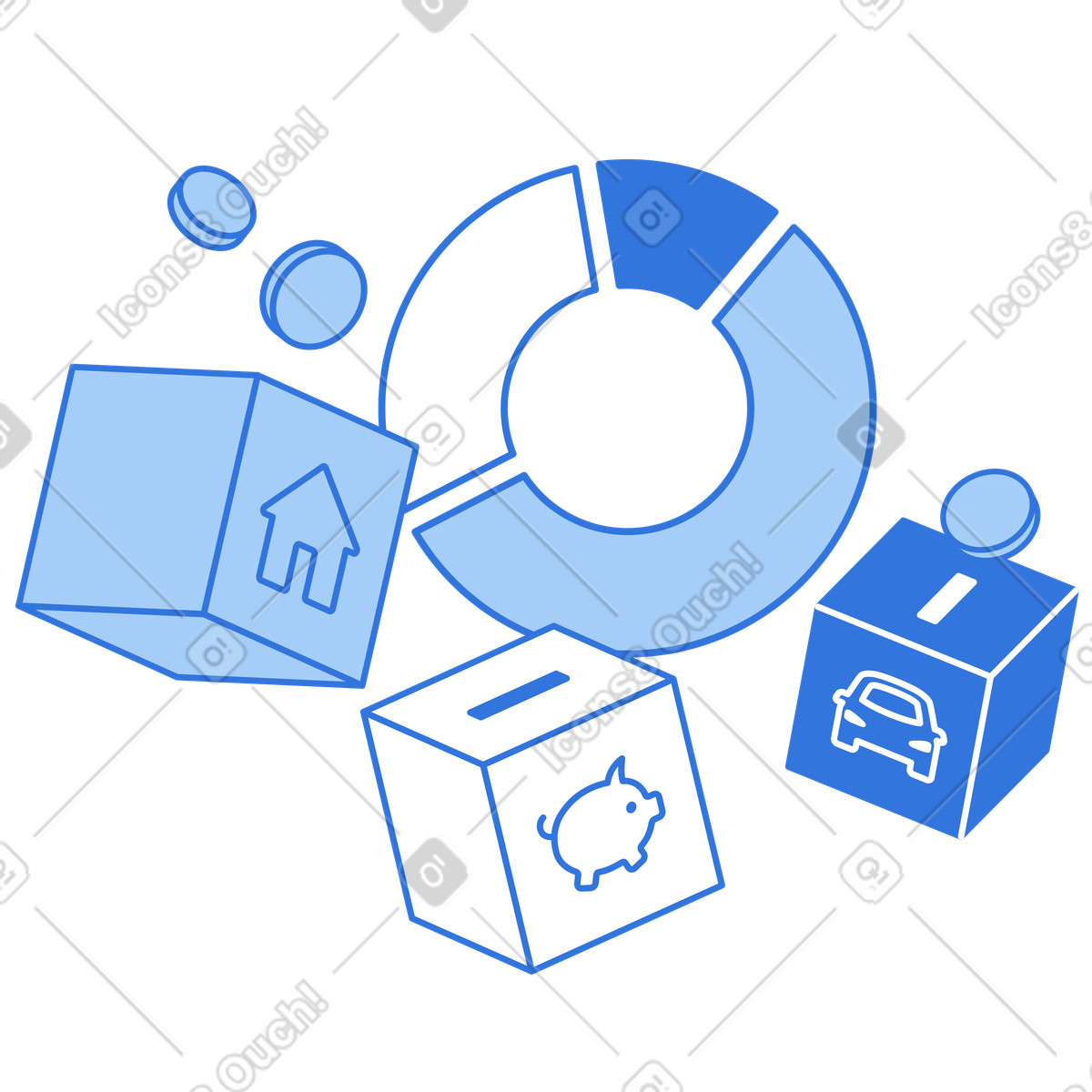 Ilustración Finanzas personales y planificación presupuestaria en estilo Sky a descargar en PNG SVG