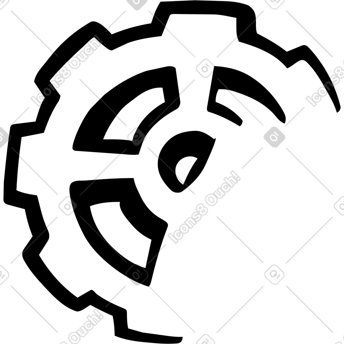 下载 Line 风格的 Gear half circle symbol representing mechanical engineering and industrial technology 插画，支持 PNG、SVG 格式
