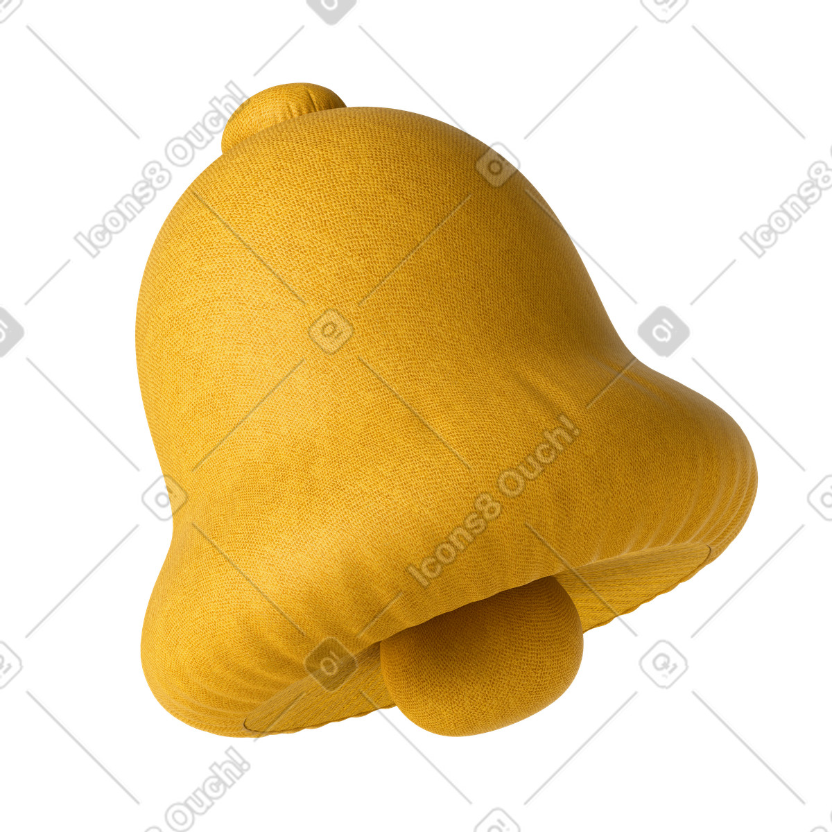 3D yellow textile bell illustration in Plush icons style download in PNG, SVG