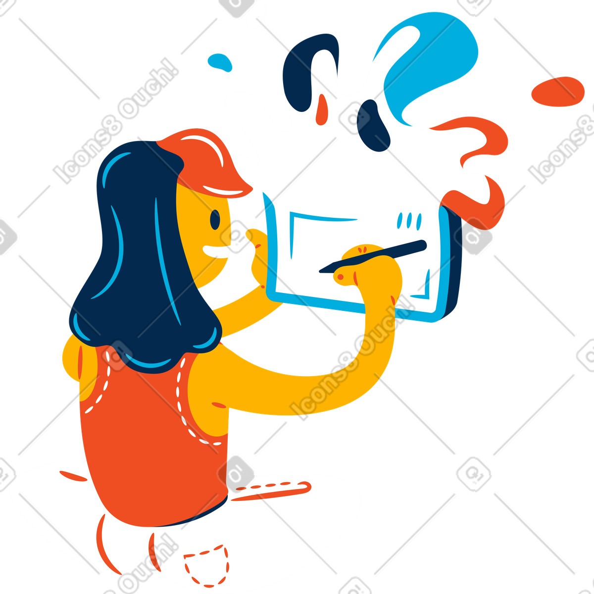 Illustration Designer femme dans le style Flame à télécharger aux formats PNG, SVG