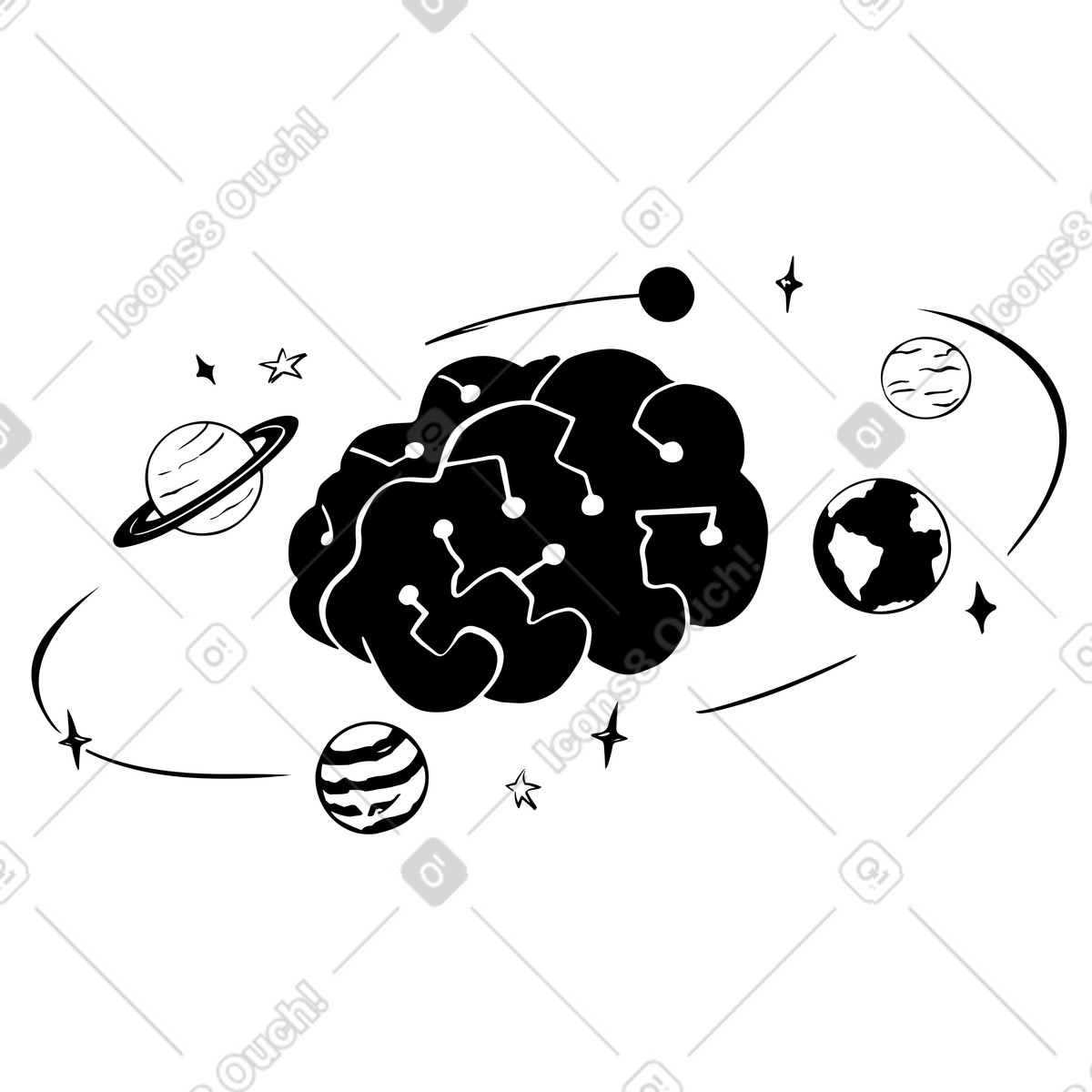 Illustration L'exploration spatiale grâce à l'ia dans le style Line télécharger aux formats PNG, SVG