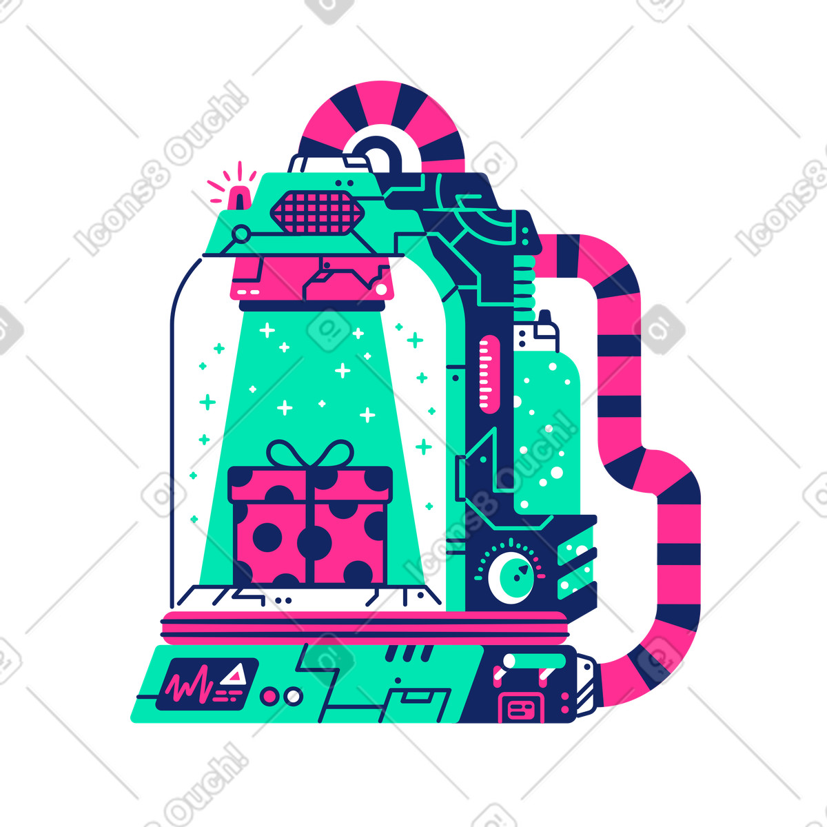 Preparando un regalo per te illustrazione in stile Cyborg scarica in PNG, SVG