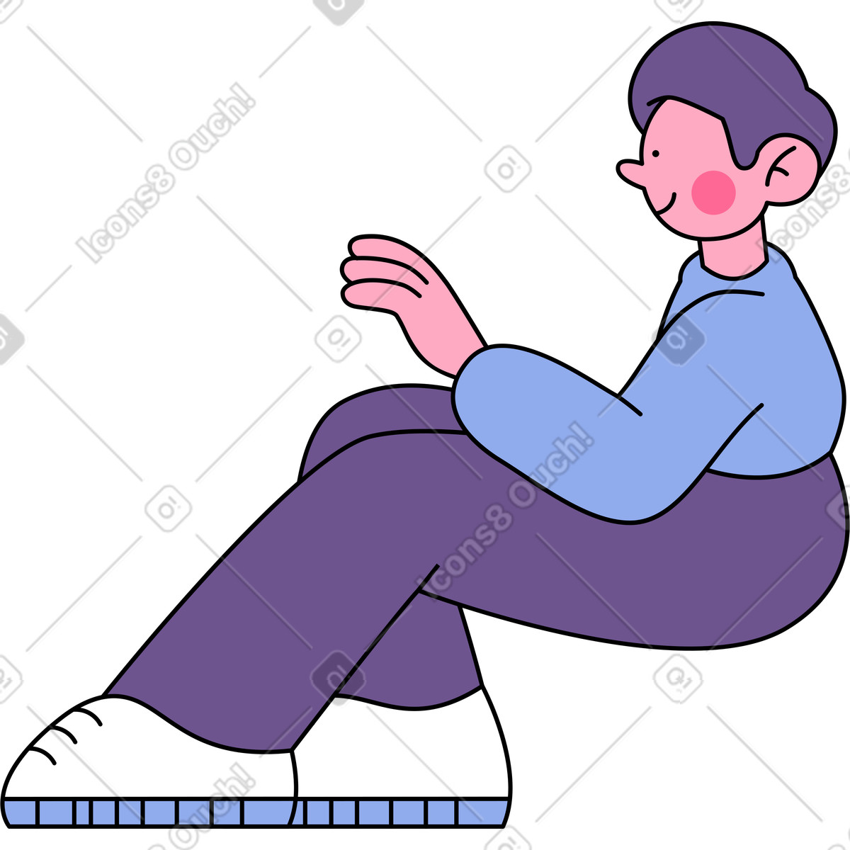 下载 Bloom 风格的 举手坐着的男人 插画，支持 PNG、SVG 格式