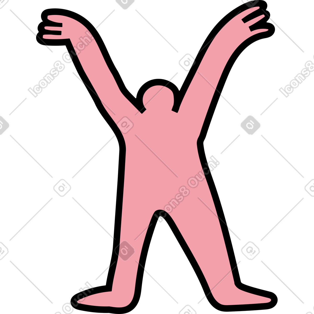 Pink man throwing his hands in the air illustration in PNG, SVG