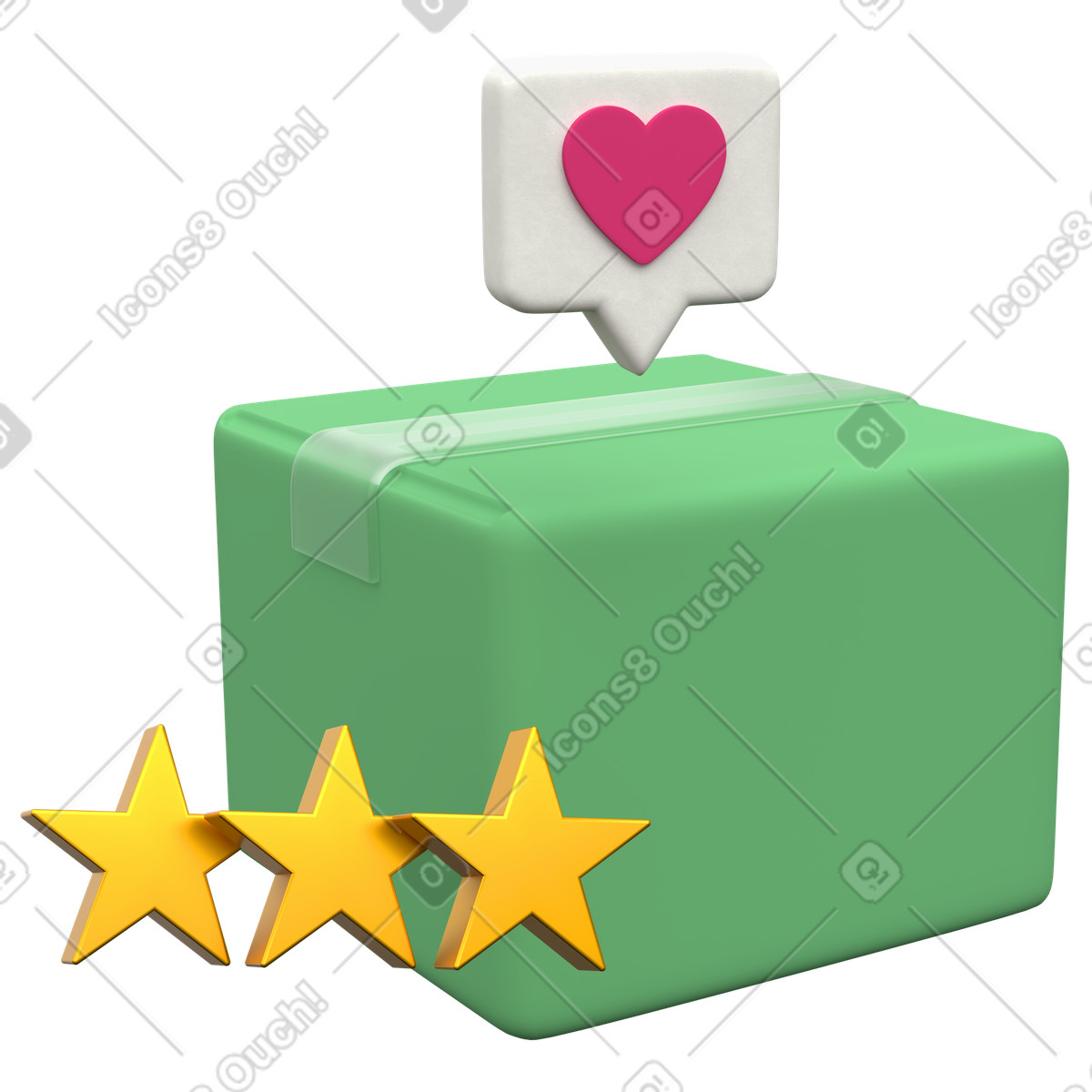 Ilustração de E-commerce product review with parcel and star rating em no estilo 3D Grid para baixar em PNG, SVG