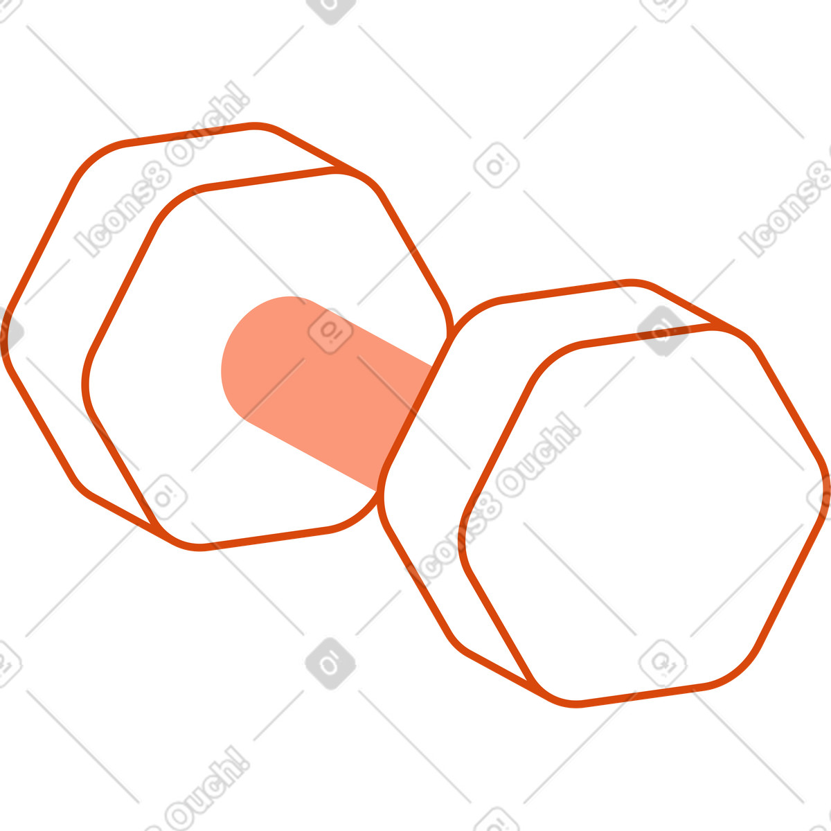 Ilustración Mancuerna hexagonal en estilo Orange a descargar en PNG y SVG