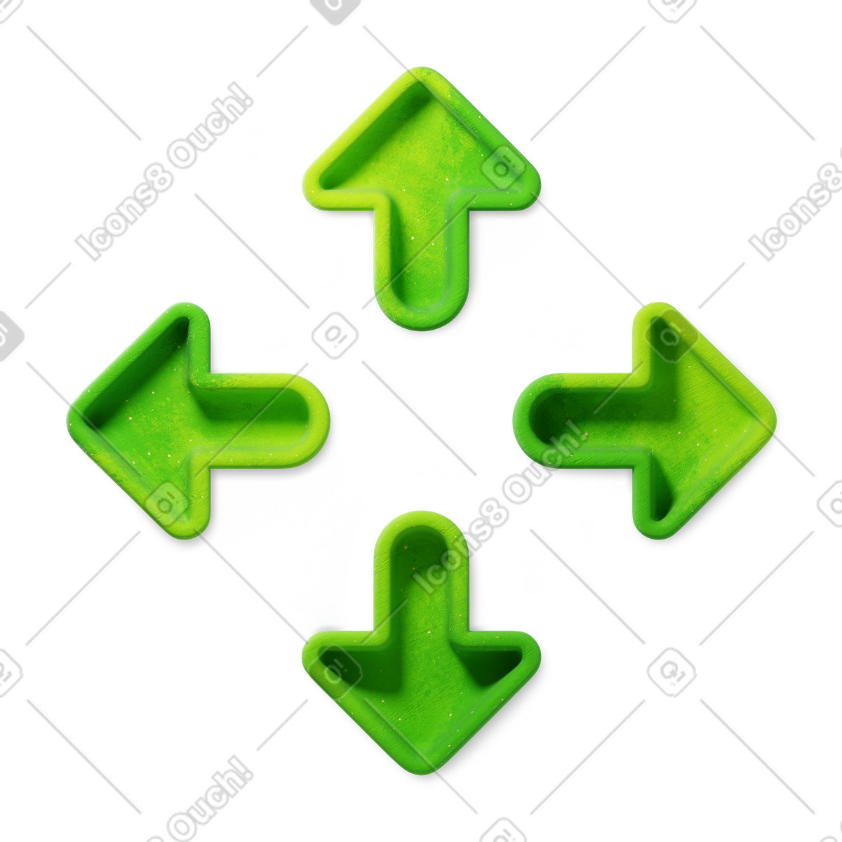 3D Microsoft Fluent illustration 스타일의 Movement arrows indicating multi direction control for interface or gamepad 일러스트레이션 PNG, SVG 다운로드